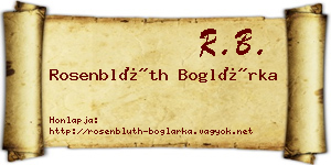 Rosenblüth Boglárka névjegykártya